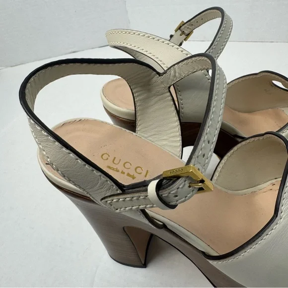 Gucci interlocking G cut out Platform Leather Heels Size 38 - Picture 12 of 13